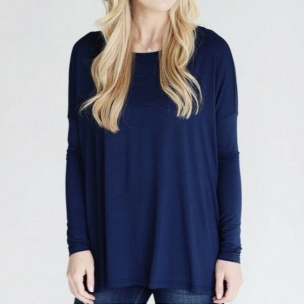 Piko 1988 Navy Bamboo Loose Fit Top Blouse Shirt Size